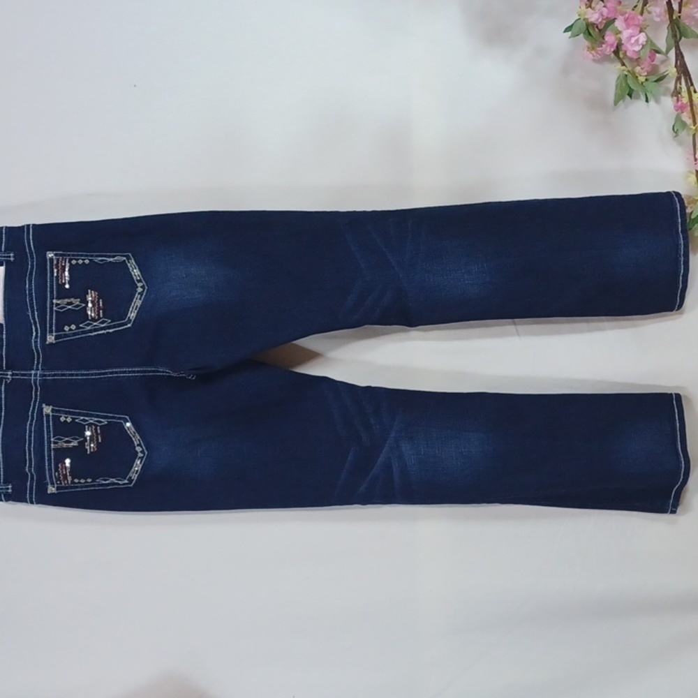 BOOT DADDY JEANS SIZE 16 IN A BEAUTIFUL BLUE DEMIN FADED WITH BLING 16